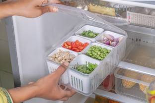 prayati Plastic 6 Grids Draining Crisper Portable Divided Fruit Storage Container(2200ML) Storage Basket