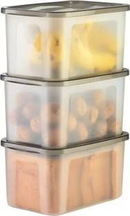 Radhe Krishna Plastic 3 Pieces Medium Size Multipurpose Solitaire Bread Box Storage Basket