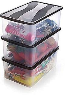 UK ZONE Plastic Plastic Storage Basket (Pack of 3) Storage Basket