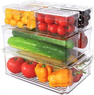 anjil Plastic Fridge Container  - 4000 ml, 1500 ml, 470 ml
