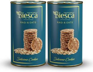 Biesca Ragi & Oats Cookies with Organic Ragi Flour, Jumbo Oats, Butter and Milk Cookies Biscuit