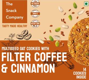 The Snack Company Healthy Oats, Natural Filter Coffee & Cinnamon Cookies I 33% Nuts and Seeds Bakery Biscuit