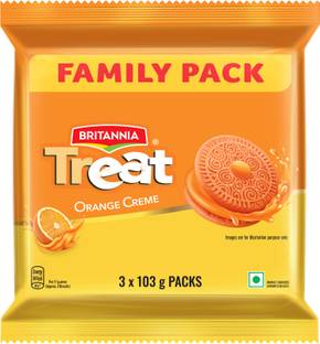 BRITANNIA Treat Orange Cream Sandwich Biscuit