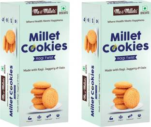 ME & MILLETS Ragi twist Cookies, Millets Biscuits, Millets Cookies - 75g (Pack of 2) Cookies Biscuit