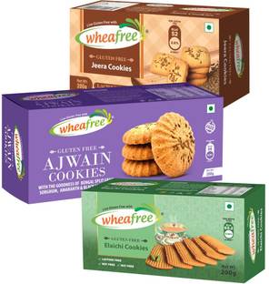 wheafree Gluten Free Elaichi Cookies, Jeera Cookies & Ajwain Cookies Combo | Lactose Free Cookies Biscuit