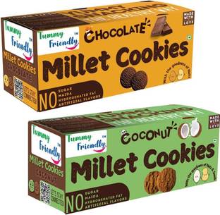 TummyFriendly Foods Ragi Millet Cookies-Choco, Coconut. Healthy Biscuits for Kids, Babies & Adults Cookies Biscuit