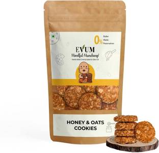 Evum Handmade Freshly Baked Delicious Oats & Wheat Base Honey & Oat Cookies - 180gm Cookies Biscuit