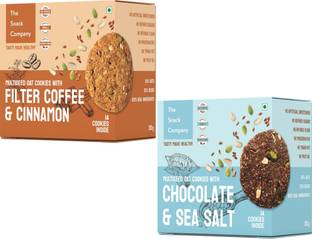 The Snack Company Healthy Oats & Multi Seed - Chocolate Sea salt, Filter Coffee Cinnamon Combo Cookies Biscuit