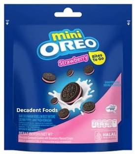 Decadent Foods Mini Oreos Strawberry Cream | Sandwich Cookies Biscuit