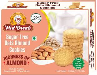 MidBreak Premium Handmade Sugar Free Oatmeal Almond Cookies | High In Fibre | Pack of 1 Cookies Biscuit