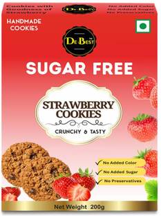 De Best Sugar Free Strawberry Cookies, Premium Handmade, Eggless, Tasty & Crunchy Cookies Biscuit
