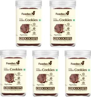 Feedsco Millet Choco Chips Cookies - Multigrain, Premium Healthy Snack (Each Pack 75g) Cookies Biscuit