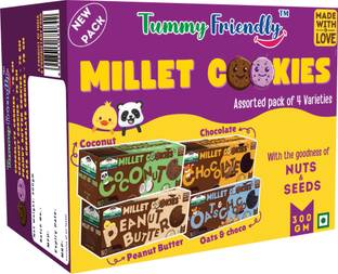 TummyFriendly Foods Ragi Millet Cookies - Assorted. Healthy Biscuits for Kids, Babies & Adults Cookies Biscuit