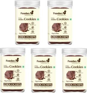 Feedsco Millet Choco Chips Cookies - Multigrain, Premium Healthy Snack (Each Pack 75g) Cookies Biscuit