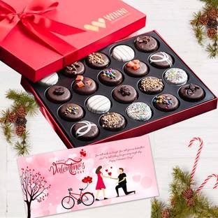 WINNI CELEBRATE RELATIONS Valentine Chocolate Cookies 24 Pcs With Gift Card Pack | Premium Celebration Cookies Biscuit