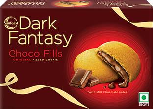 Sunfeast Dark Fantasy Choco Fills, Original Filled Cookies with Choco Creme|Perfect Snack Cream Filled Biscuit