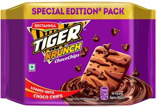 BRITANNIA Tiger Krunch Chocochips Biscuits Pack Plain Biscuit