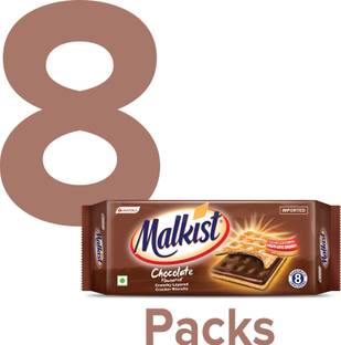 Malkist Chocolate Flavoured (family pack) - 144g (Pack of 8) Cream Cracker Biscuit