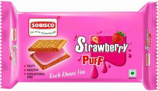 SOBISCO Strawberry Puff Sandwich Cream Biscuits Cream Sandwich Biscuit