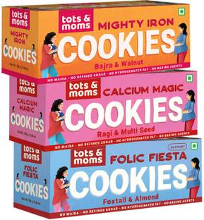 TOTS AND MOMS Healthy & Nutritional Mighty Iron, Calcium Magic & Folic Fiesta Mom Cookies Biscuit