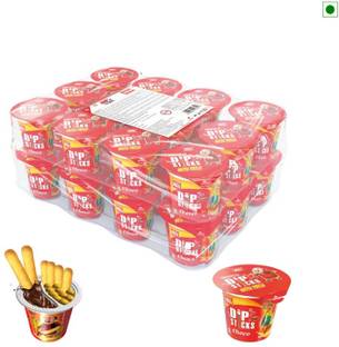 HUGS Dip Sticks - Chocolate Dip and Biscuit Sticks | Chocolate Snacks (32 pcs) Cream Cracker Biscuit