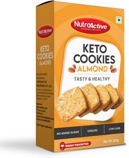 NUTROACTIVE Keto Almond Cookies, 1g Net Carb Per Cookie, Zero Sugar Gluten Free Snacks- 200gm Cookies Biscuit
