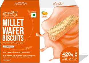 SKYROOTS Millet Wafer Biscuits Orange flavor (70gm x 6) Cracker