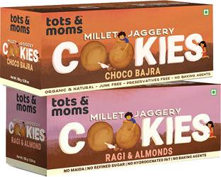 TOTS AND MOMS Millet & Jaggery Biscuits | Ragi & Almonds and Choco Bajra Cookies Biscuit