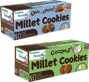TummyFriendly Foods Ragi Millet Cookies-Coconut, OatsChoco. Healthy Biscuits for Kids, Baby & Adults Cookies Biscuit