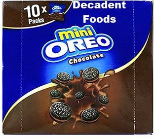 Decadent Foods Mini Oreos Chocolate with Sandwich Cookies | Creamy Filling Cookies Biscuit