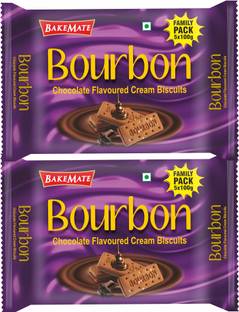BAKEMATE Bourbon Cream Biscuit with Chocolate Family Pack | Bourbon Biscuits Pack Cream Sandwich Biscuit