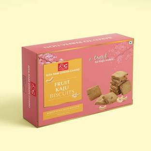 SRDC "SITA RAM DIWAN CHAND" Premium Fruit Kaju Biscuits – 400g, Freshly Baked Eggless Cashew Cookies Bakery Biscuit