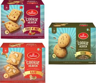 Haldiram's Jeera Cookies 150gm, Kaju Cookies 150gm , Fruit n Nut Cookies 200 gm Cookies Biscuit