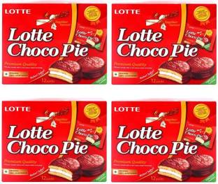 Lotte Chocopie-48 Pcs ( 300 GRAM X 4) Cookie Cake Biscuit