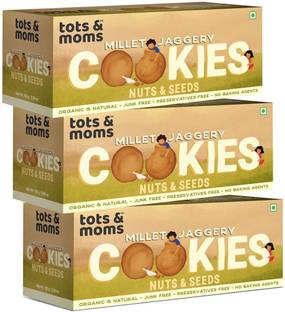 TOTS AND MOMS Healthy & Nutritional Millet & Jaggery Cookies Nuts & Seeds pack of 3 Multi Grain Biscuit