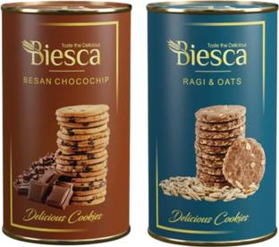 Biesca Besan Chocochip Cookies with Milk Butter Ragi & Oats Cookies with Organic Ragi Cookies Biscuit