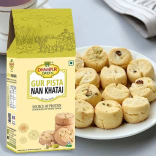 DHAMPUR GREEN Gur Pista Nan Khatai, 200g, (Pack of 2) Pure Gur Gud Bakery Cookies Biscuit Cookies Biscuit