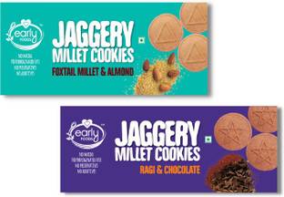 Early Foods Assorted Pack of 2 - Foxtail Almond & Ragi Choco Jaggery Cookies X 2, 150g each Cookies Biscuit