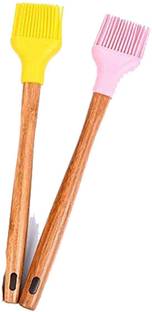 Top Trick Silicon Brushes Wooden Handle Heat Resistant Spread Oil Butter for BBQ Grill Silicon Flat Pastry Brush