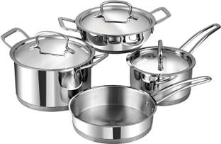 VINOD Classic Deluxe Combo,Set of 4 Pcs,Saucepan, Saucepot, Kadhai and Frypan Induction Bottom Cookware Set