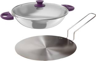 Lifelong LLTPC4 Combo Kadhai (22 CM), Roti Tawa Induction Bottom Cookware Set