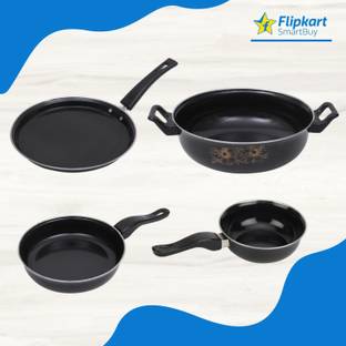 Flipkart SmartBuy Non-Stick Cookware Set - Kadhai, Tawa, Fry Pan & Tadka Pan - Induction Bottom Non-Stick Coated Cookware Set