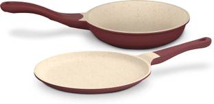 IMPEX RUBY 2PCS Aluminum Diecast Nonstick Fry pan and Tawa pan Non-Stick Coated Cookware Set