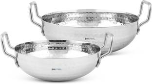 Airsteel Stainless Steel Heavy Base Hammered Kadai Cookware Set