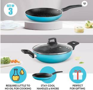 BOROSIL 5 Layer Nonstick, Induction Base cookware set Induction Bottom Non-Stick Coated Cookware Set