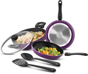 BERGNER Sherry Plus Non-Stick 6 Pcs Cookware Set | Less Oil Use | Induction Bottom Non-Stick Coated Cookware Set