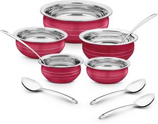 Classic Essentials by Classic Essentials Red Coloured Handi/patila/bhagona/biryani cook & serve Induction Bottom Cookware Set