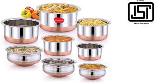 Klassi Kichen Copper Bottom Tope Set Stainless Steel - 8 Pcs Cookware Set