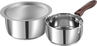 VINOD Capsule Bottom Tope (1 L) with lid & Regular Saucepan (1.8 L) Induction Bottom Cookware Set