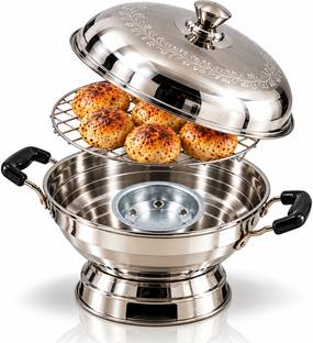 TUNIS Stainless Steel Bati Cooker| Tandoor, Barbeque & Food Serving Dish with Lid Dutch Oven with Lid ...